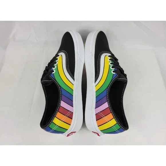 Vans Authentic Striped Shoes Sneakers Size Womens 8.5 Youth 7Y Black 500714 - Picture 10 of 11